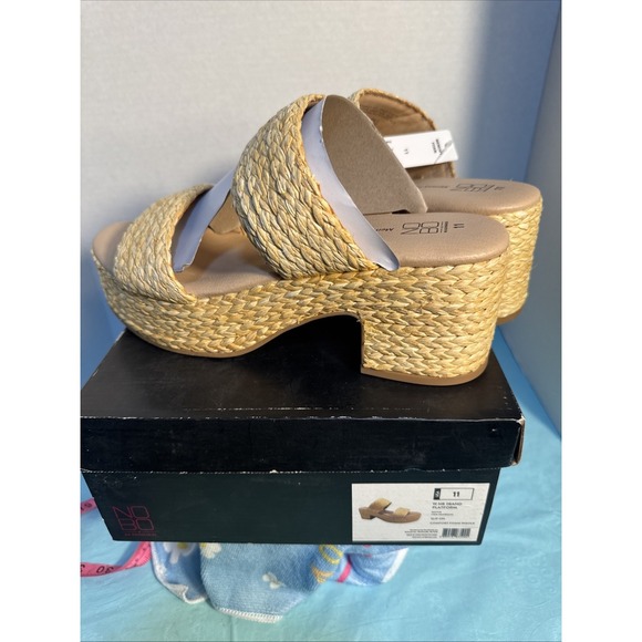 No Boundaries Women's Raffia Double Band Platform Sandals Sizes 9.5 & 11 NIB - Picture 13 of 14